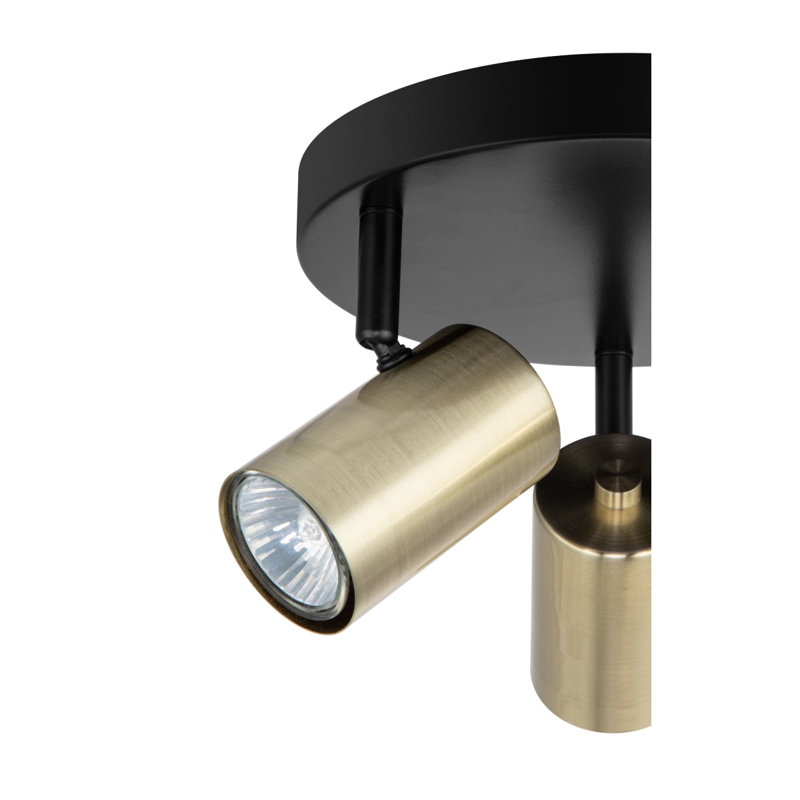 Grafton 3 Light Modern Brushed Brass Spotlight with Matt Black Base, 3xGU10. Max. 5W LED (Bulb not included)