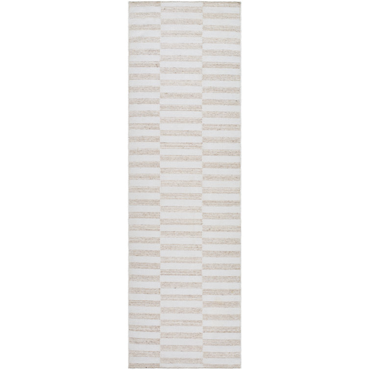 Edita Striped Hand Loomed Recycled P.E.T. Area Rug in Light Silver/Ash