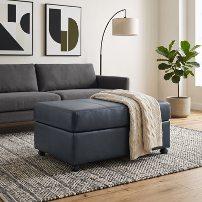 Latitude Run® Caro Leather Upholstered Ottoman