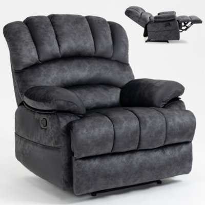 Oversized Manual Recliner Chair - Plush Fabric Upholstery With Smooth Recline Mechanism - Comfortable Lounge Chair For Living Room & Home Theater