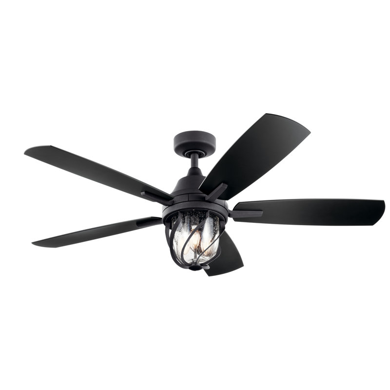 Lydra 52'' Ceiling Fan with LED Lights, Distressed Black