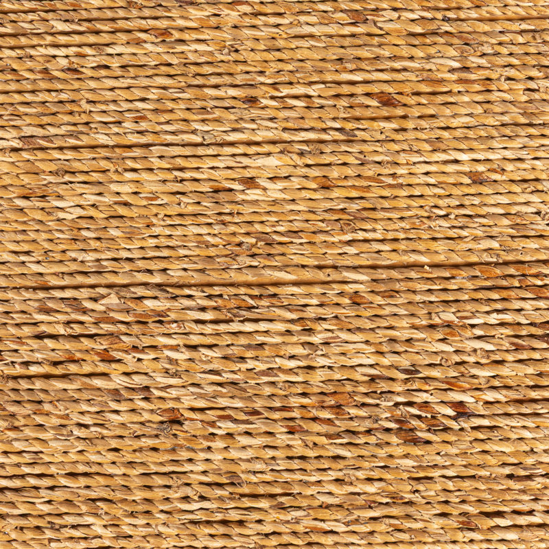 Miramar Woven Water Hyacinth & Acacia Wood Coffee Table with Waterfall Edge, Large, 39.37"L x 39.37"W x 15.75"H