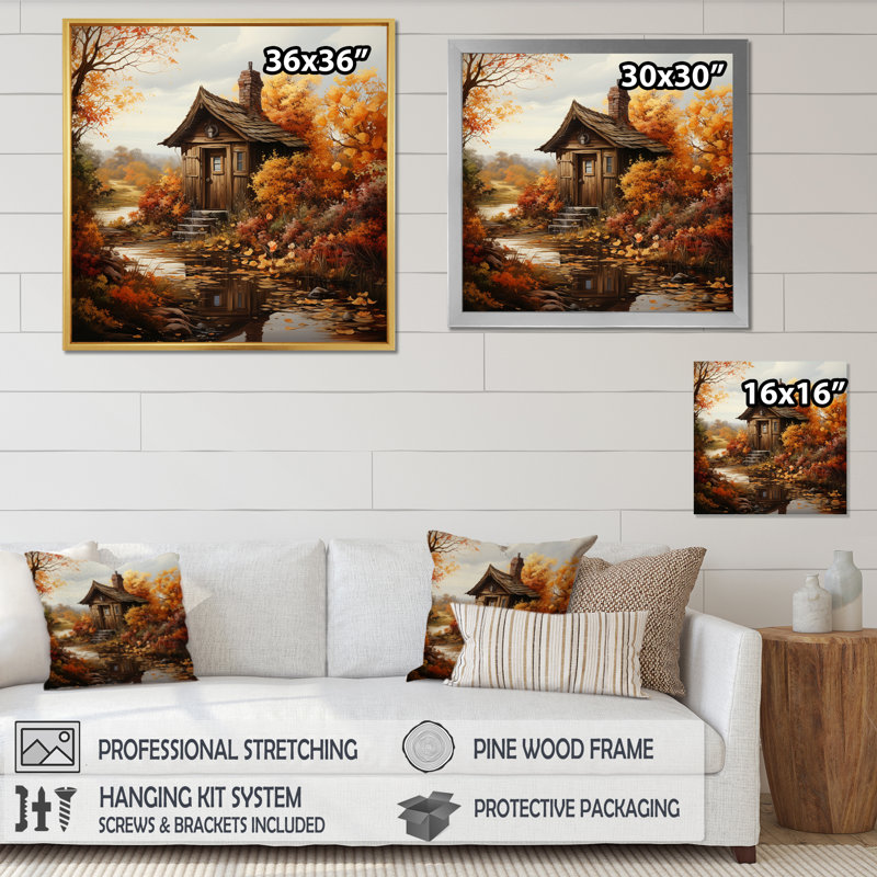 Autumn Retreat Toilet Booth - Bath & Laundry Canvas Print, Cadre simple noir, H 30 po x l 30 po x P 1 po