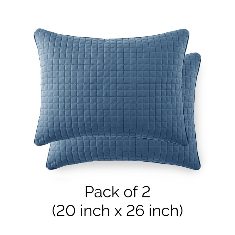 Taies d'oreiller matelassées Vilano de Southshore Fine Linens, en microfibre doublement brossée, à coutures carrées et bords passepoilés, lot de 2, 51 x 66 cm, bleu couronne