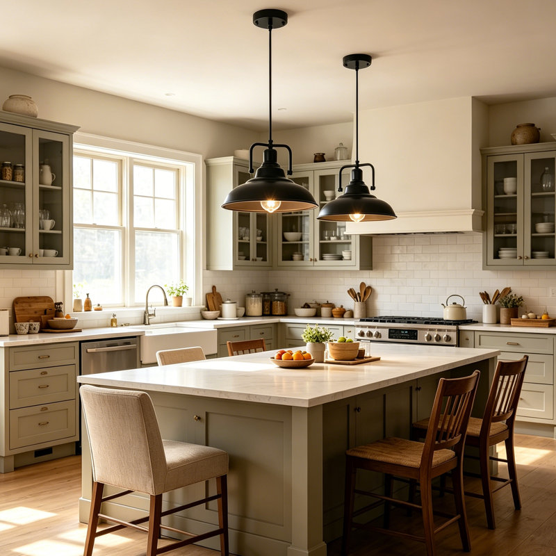 Bekbele 1 - Light Dome Industrial Kitchen Pendant Lights, Adjustable Farmhouse Chandelier with Metal Dome Shade for Kitchen Island Dinning Room-12.59"W x 69.88"H