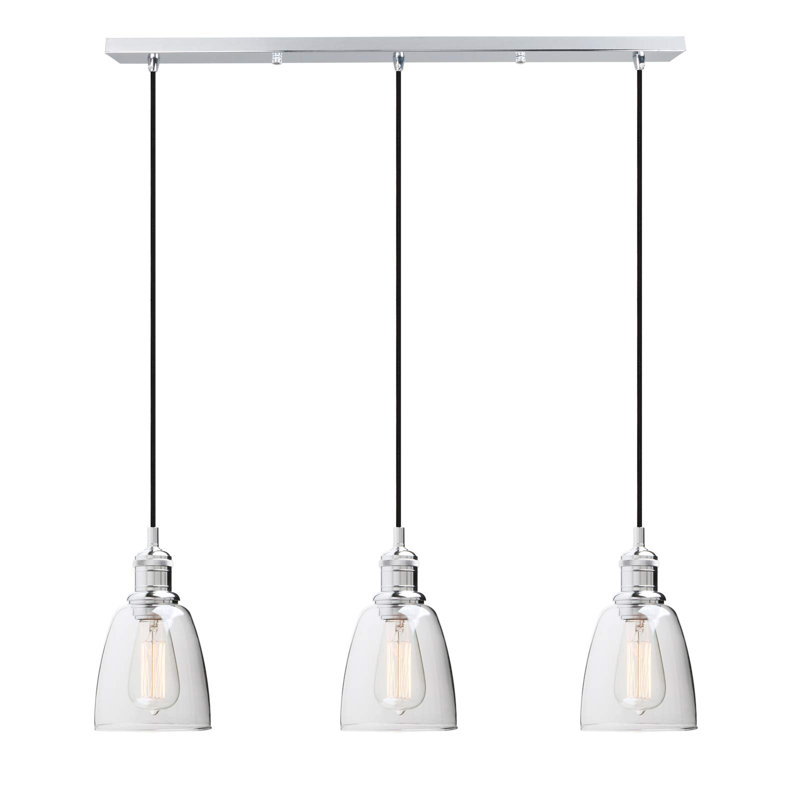 3 - Light Kitchen Island Pendant, Chrome