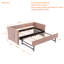 Lit de jour simple rembourré avec lit gigogne, port USB, poches latérales, dossier à motif en V moderne, aucun sommier nécessaire, pour chambre à coucher, chambre d'amis (rose, simple)-1689679533