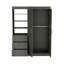 Armoire 3 tiroirs, double porte, tablette 3 niveaux Chêne fumé