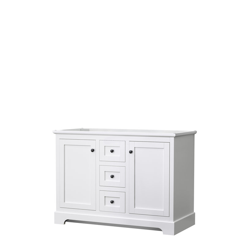Base de meuble-lavabo double 47,25 po Avery seulement, Blanc / noir mat, Polished Chrome