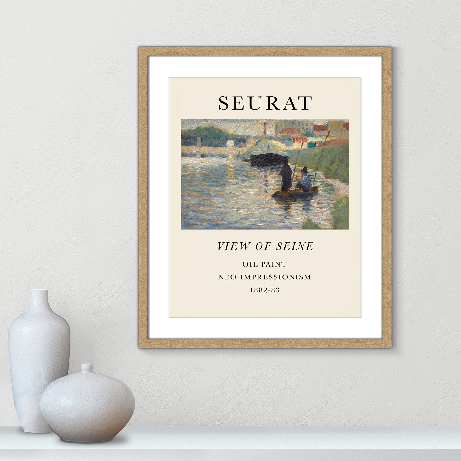 View Of Seine by Georges Seurat, Yes, 25.5" H x 21.5" W x 1.25" D, Natural Single Picture Frame