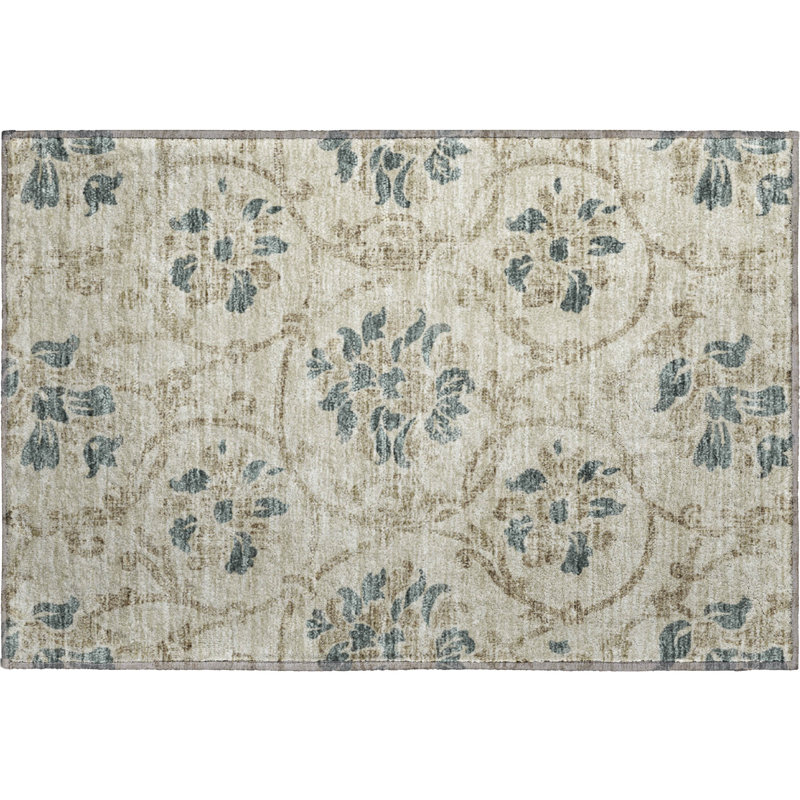 Premium Machine Washable Prisco Beige Rug, Rectangle 1'8" x 2'6"
