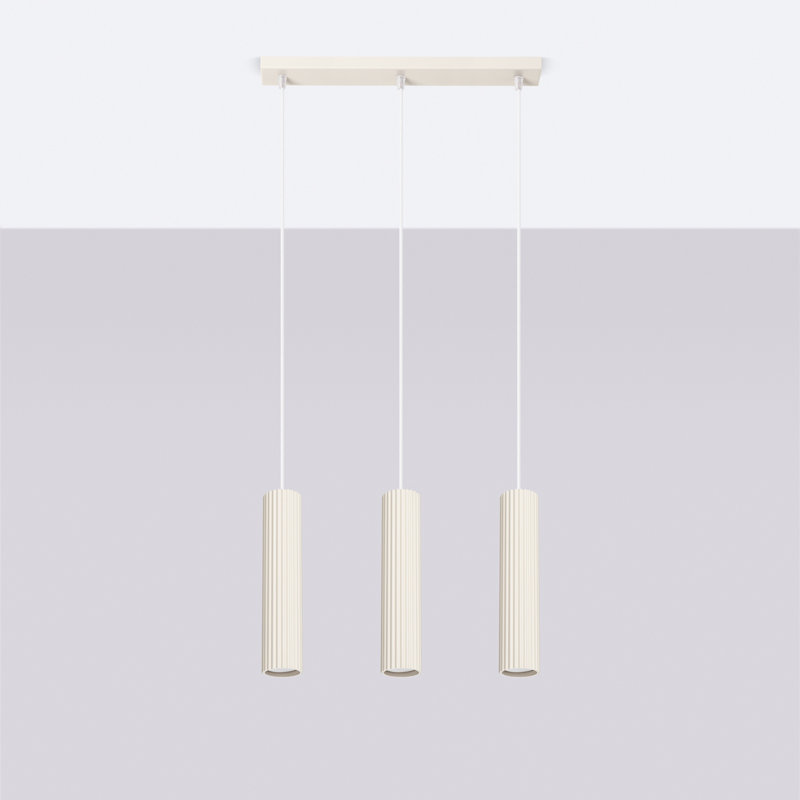 Bonina - Light Brushed Nickel Pendant, 46.5cm W x 15cm D, Beige, 3 Lights