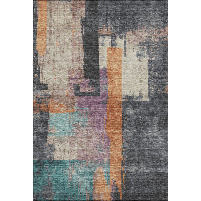 Premium Machine Washable Otte AMF1779 Blocks Rug, Rectangle 9' x 12'