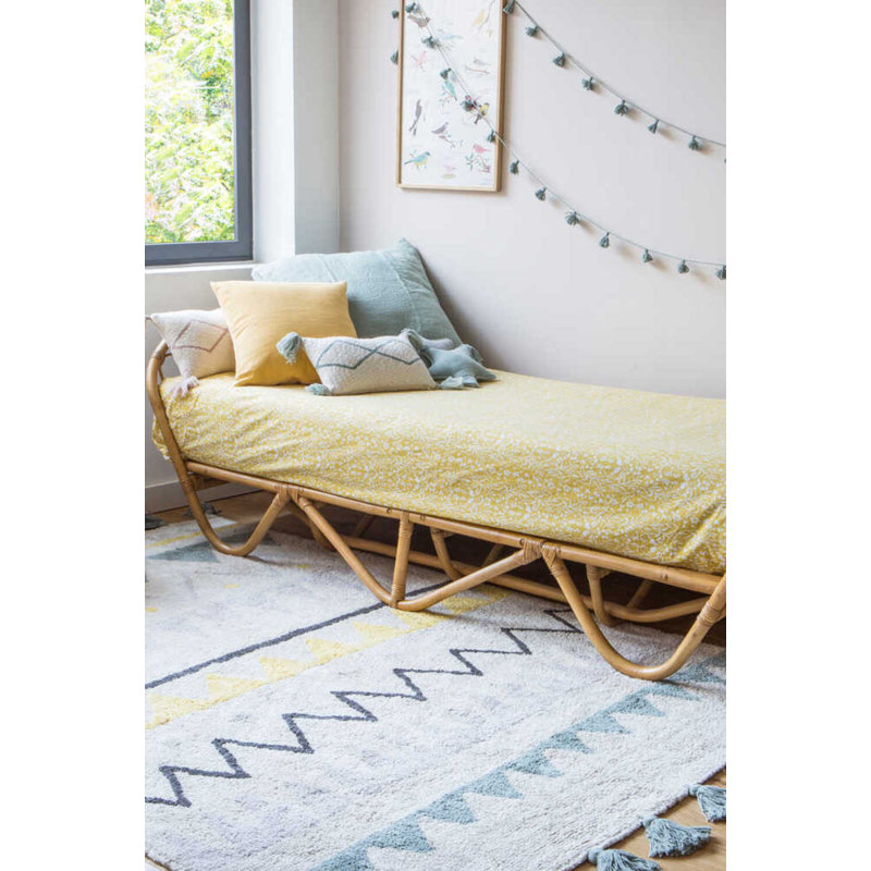 Washable Area Rug Azteca Vintage Blue
