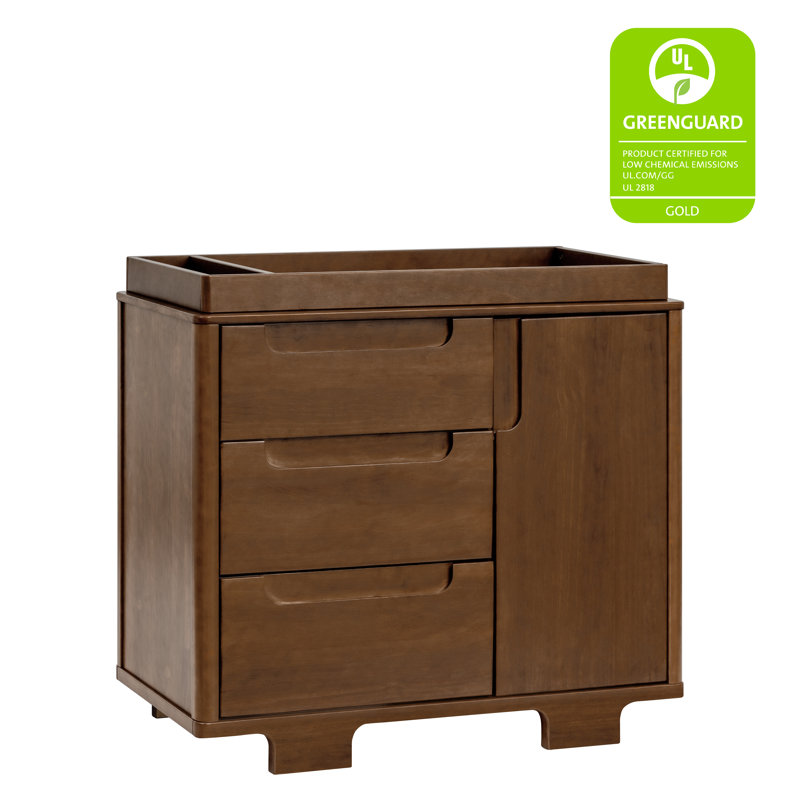 Yuzu 3-Drawer Changer Dresser, Natural Walnut