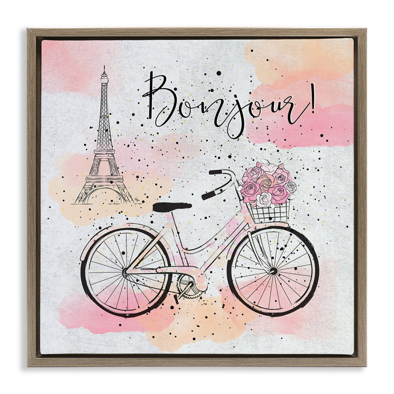 «Bonjour Paris» par Martina Pavlova, Cadre flottant orme Montalcino, H 25 po x l 25 po