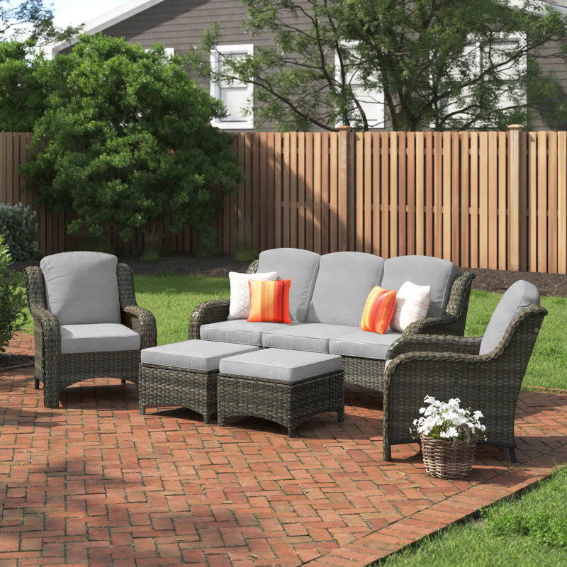 Melanson 5 - Person Patio Conversation Set with Cushions, Gray