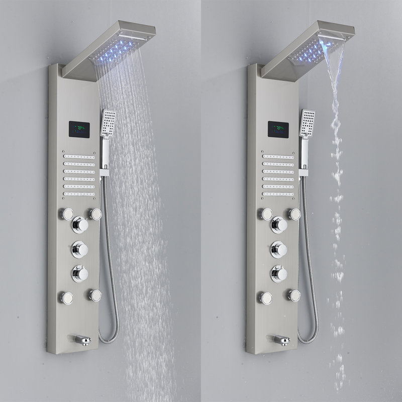 Panneau de douche 47,63 "avec tête fixe, Argent