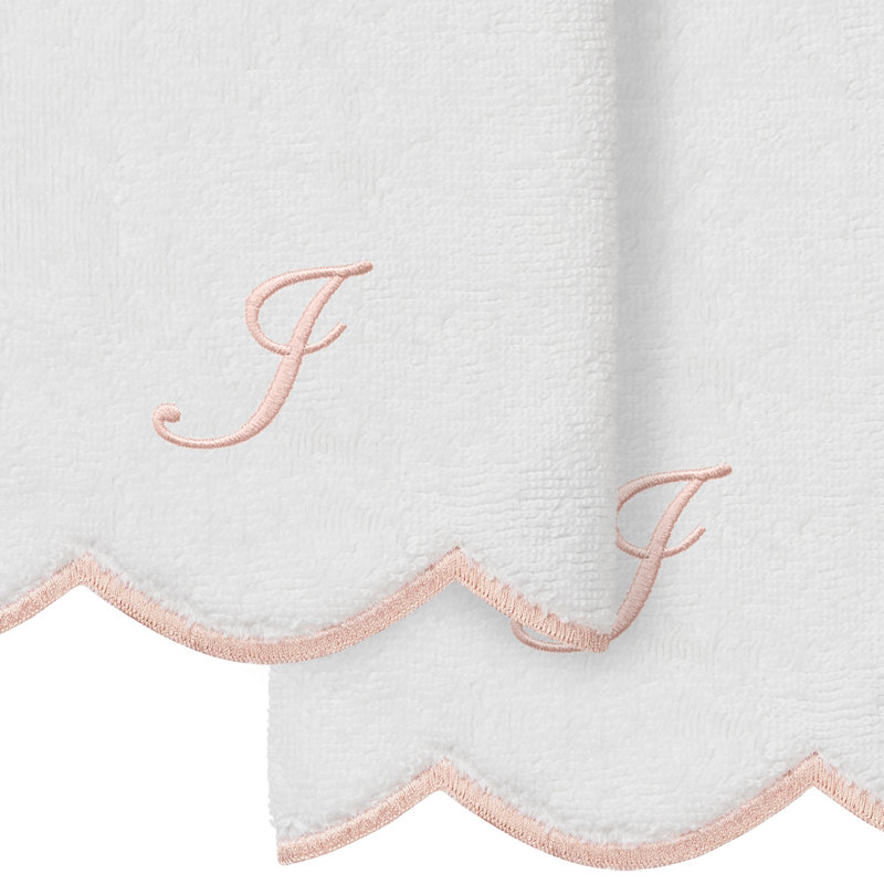 Ensemble de serviettes Linum Home Textiles 100% coton turc ADORNIA, I, Blanc / Rose, Ensemble de 2 serviettes à doigts