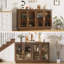 Buffet avec rangement, meuble de cuisine en bois de 140 cm (55,1 po) avec 4 portes, grande table de buffet, dosseret/bar à café pour salle à manger ou salon