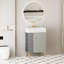 Meuble-lavabo à tablettes ouvertes 21,6 po avec lavabo en céramique, porte à fermeture en douceur, tablette de rangement gauche, assemblage requis