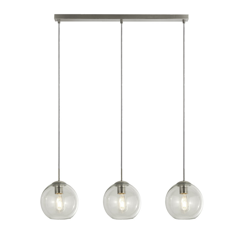 Demeter 3-Light Kitchen Island Chandelier, Chrome/Clear