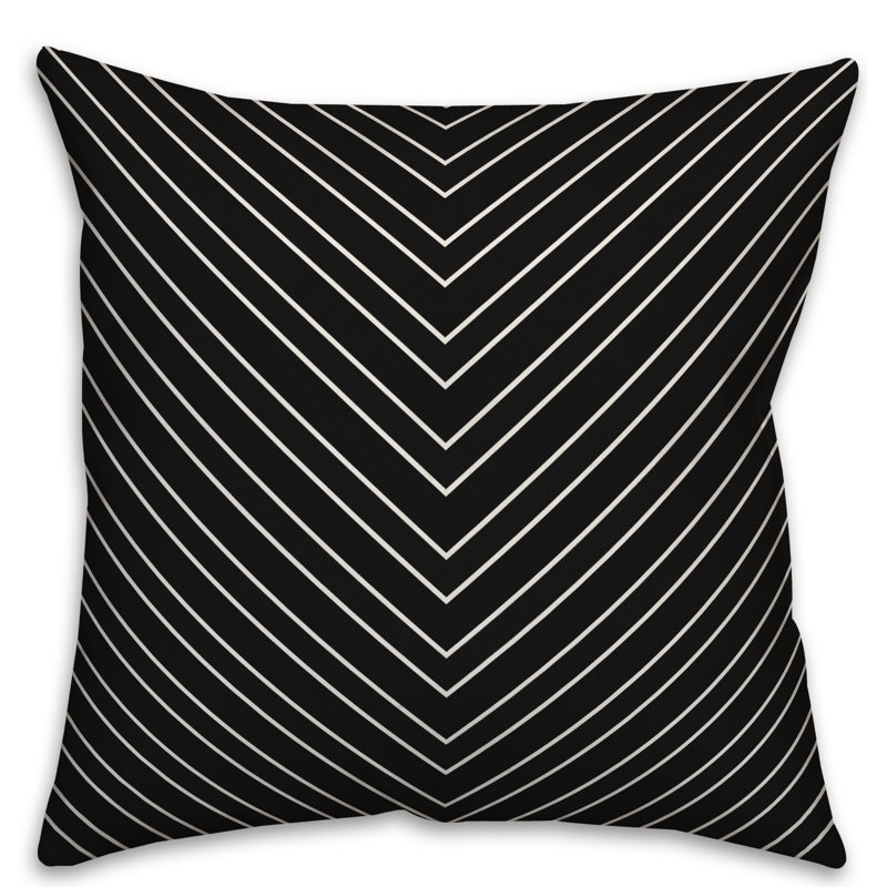  Housse de coussin Chevron, 16 po x 1 po, Noir, Pas de bourre
