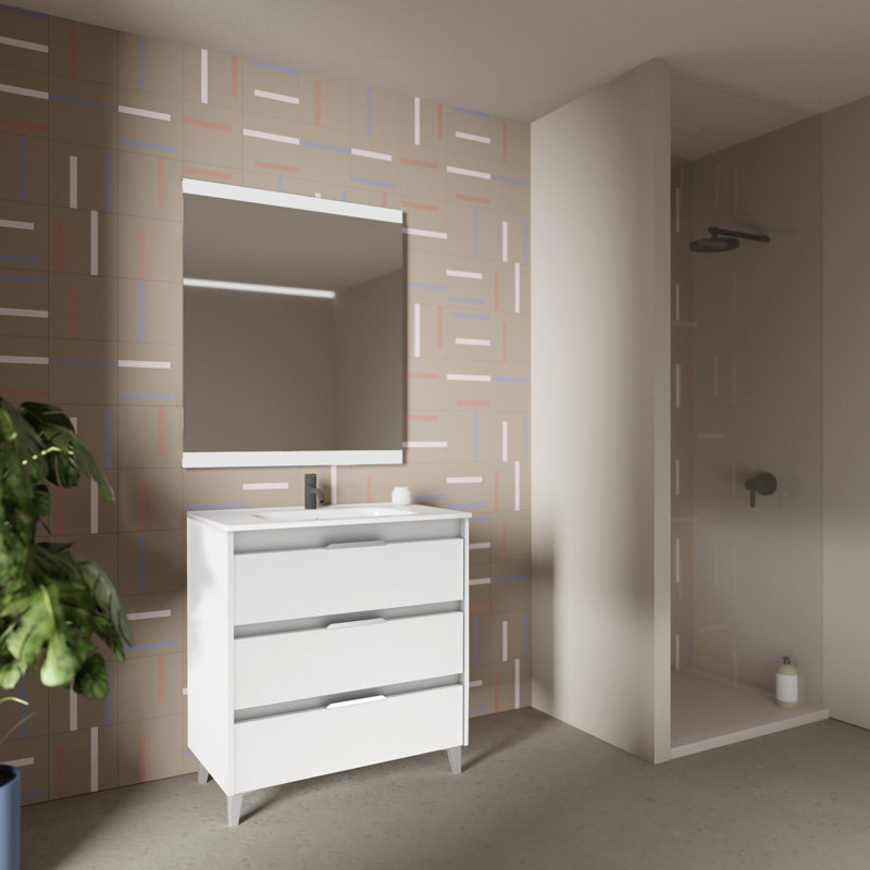 Vanity & Mirror Set, White