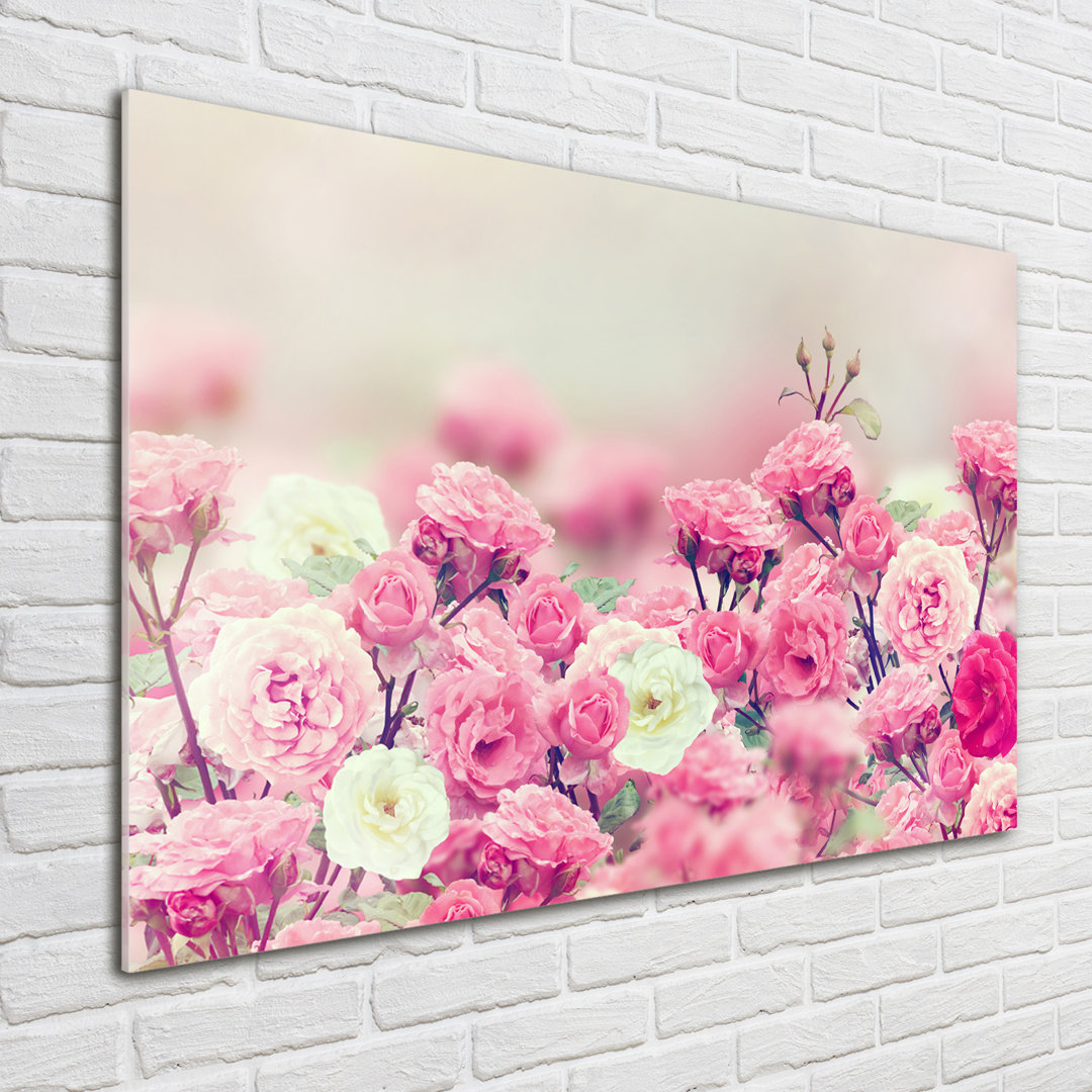 Glasbild Blumen der Wildrose