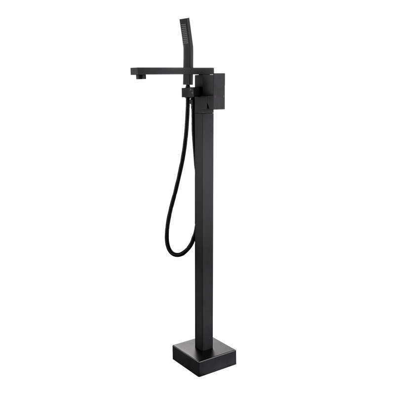 Floor Tub Spout with Diverter, Matte Black