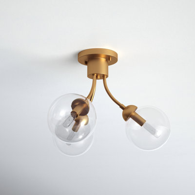 Brewer 3 Light Glass Semi Flush Mount