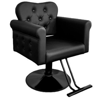Salon Chair for Hair Stylist, 360°Swivel Barber Chair with Adjustable Height, PU Leather Styling Chair For Home, Spa, Shampoo, Max Load 330 Lbs,Black