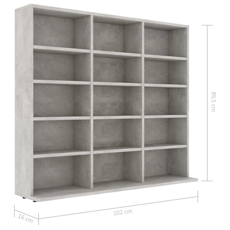 Bibliothèque standard H 35,2 po x l 40,6 po aldrena, Gris béton