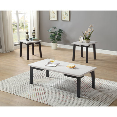 Ensemble de 3 tables basses et 2 tables de bout rectangulaires