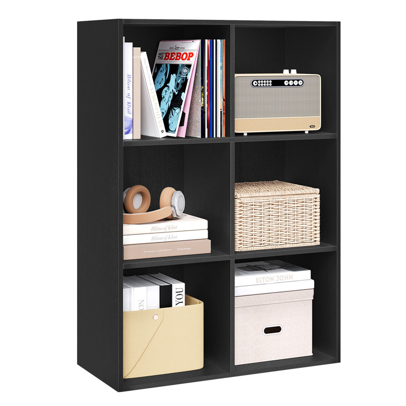 Cube Bookcase, (3 Shelves) 89cm H  x 59.5cm W  x 29cm D, Black