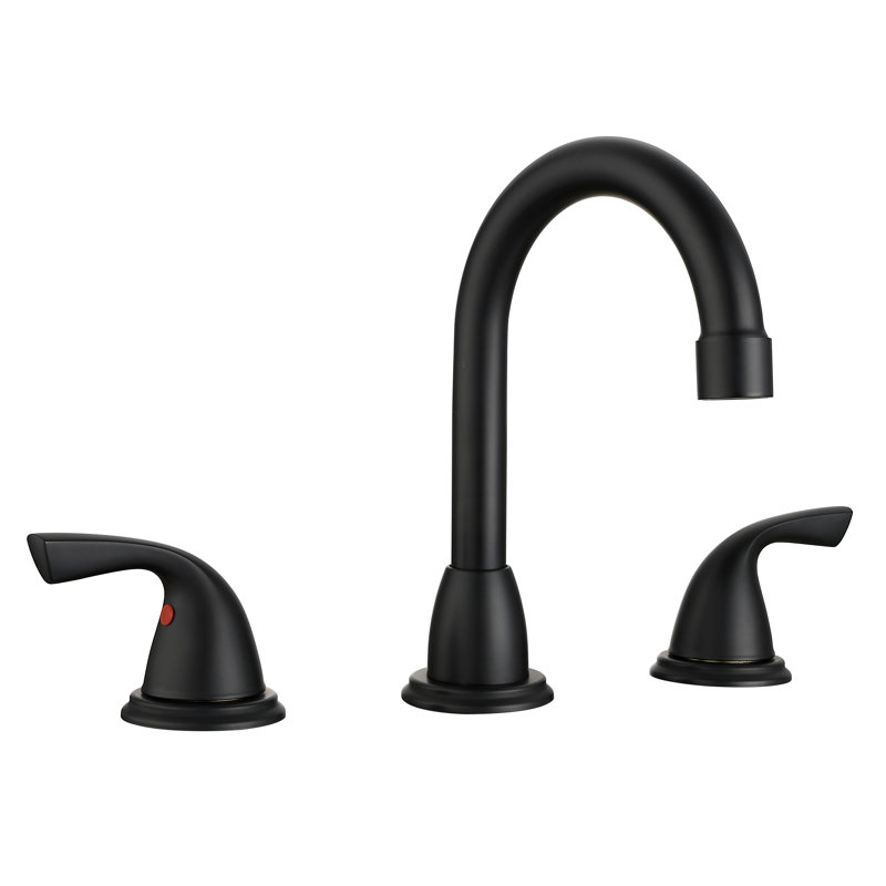 Robinet pour salle de bain à 2 poignées, robinet d'évier en métal noir mat avec bec pivotant, bonde escamotable et conduites d'alimentation CUPC incluses