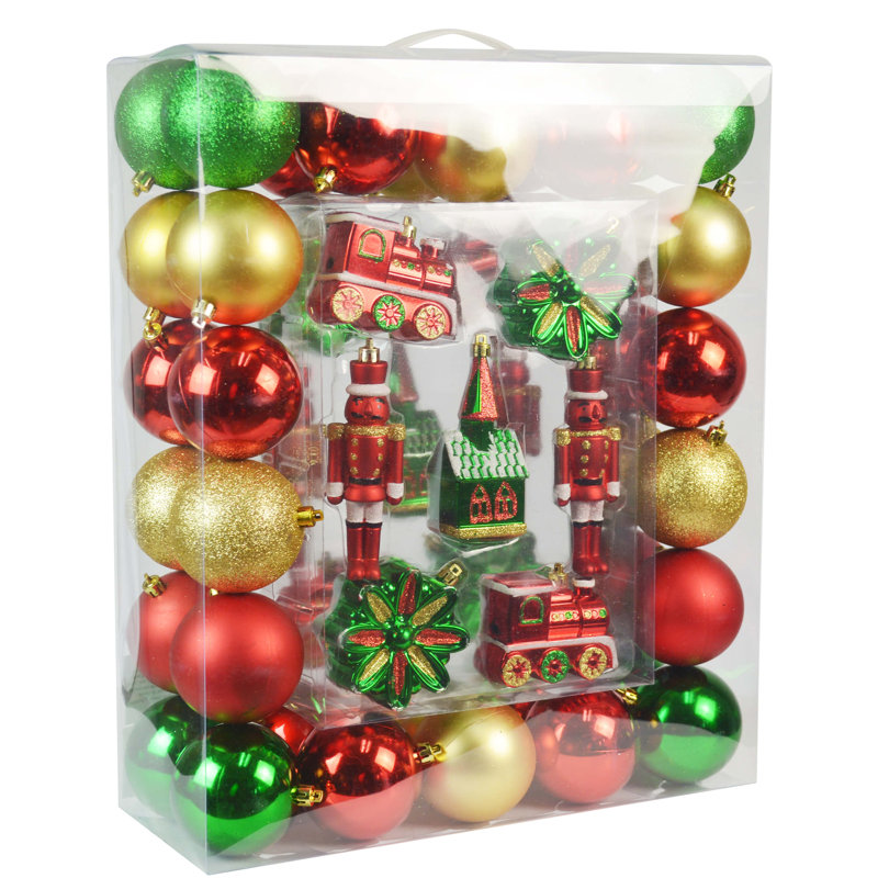 Ensemble d’ornement boule 50 pièces, Vert / Rouge / Jaune
