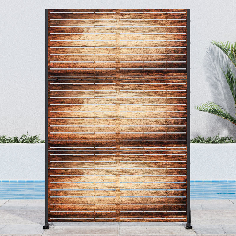 Panneau de clôture d'extérieur en métal pour écran d'intimité, Marron foncé, 72" H x 47" W x 16" D