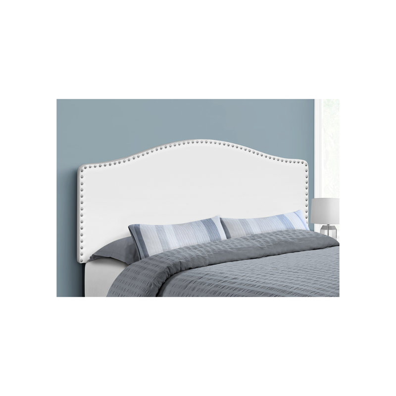 Upholstered Headboard for Bedroom - Leather Look, Transitional Style, Queen, White
