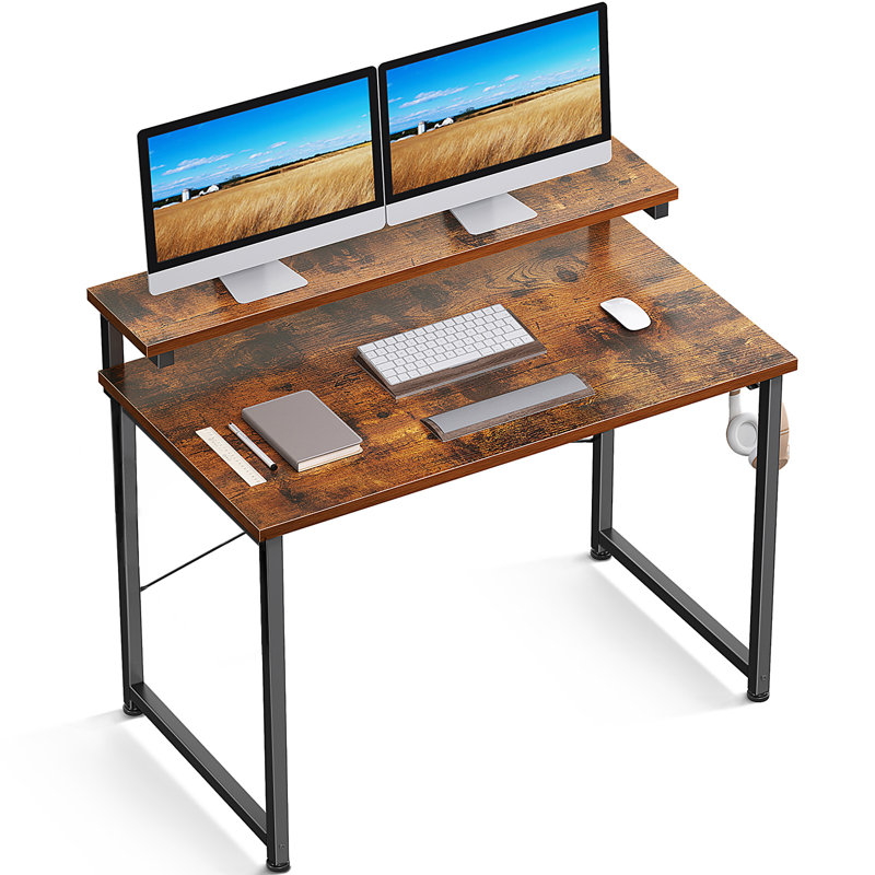 17 Stories Tunnis Writing Desk with Adjustable Monitor Stand 
