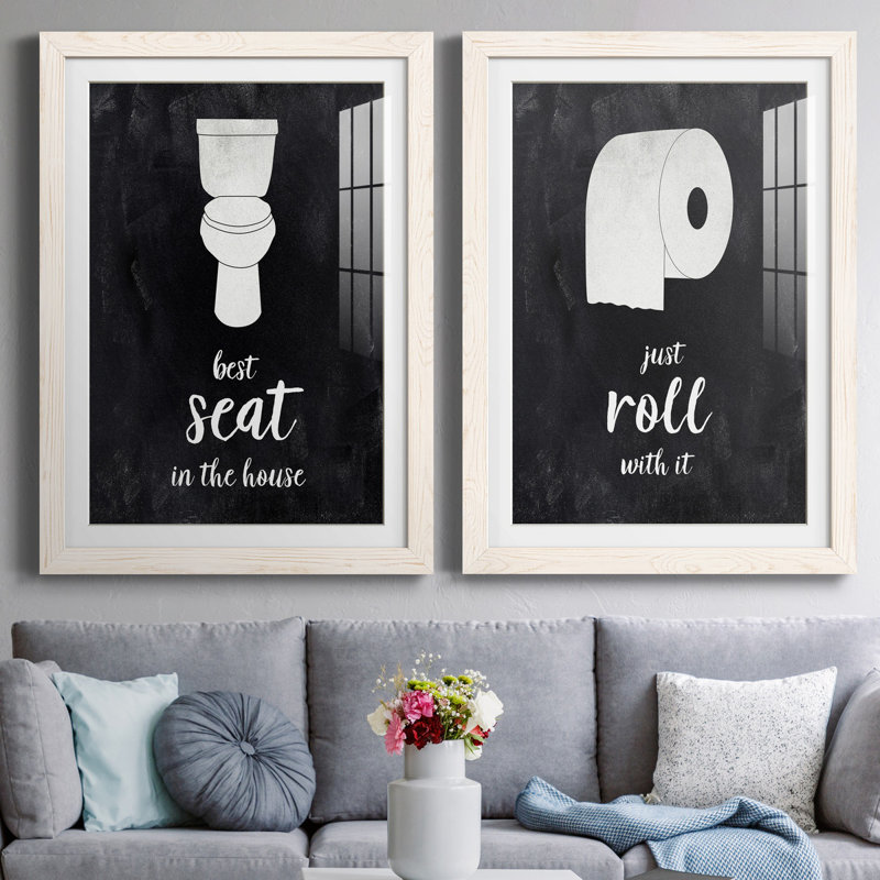«Best Seat», ensemble de 2 reproductions d'art textuel, Impression encadrée avec passe-partout, H 37,5 po x l 55 po, White