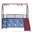 Ensemble de lit mezzanine simple en métal avec glissade et rideau Junior Blue-263298002