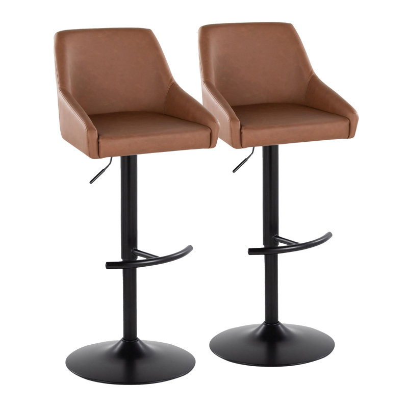 Tabouret de bar réglable Harper avec repose-pieds arrondi en T