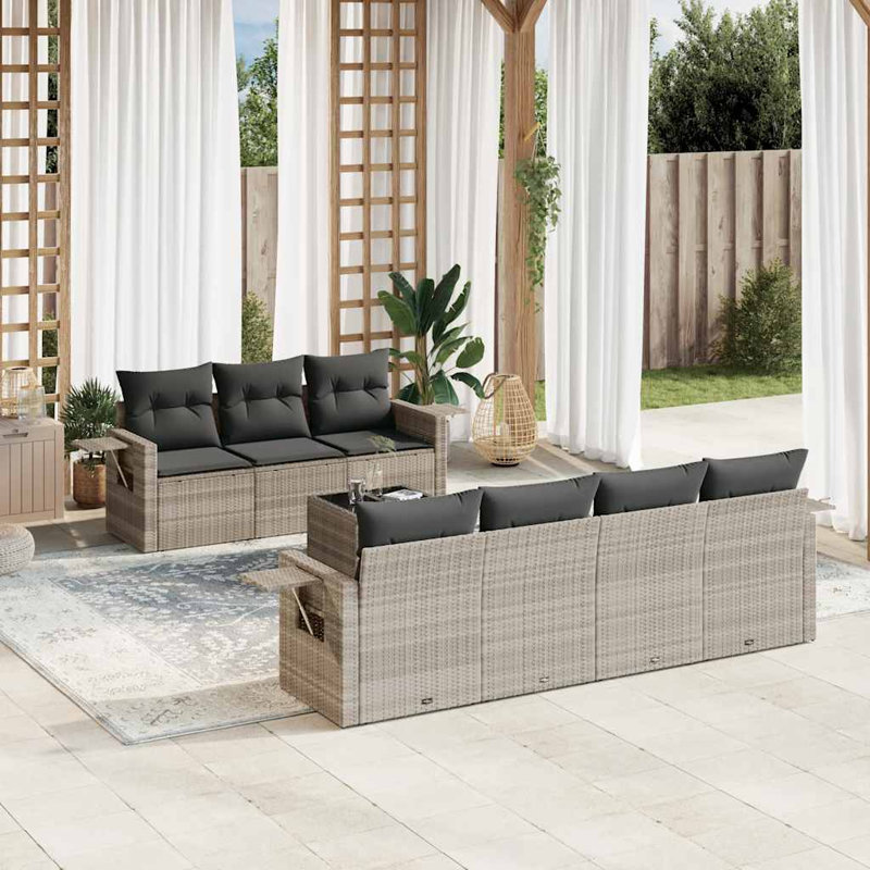  Ensemble de canapé de jardin gris clair, gris foncé