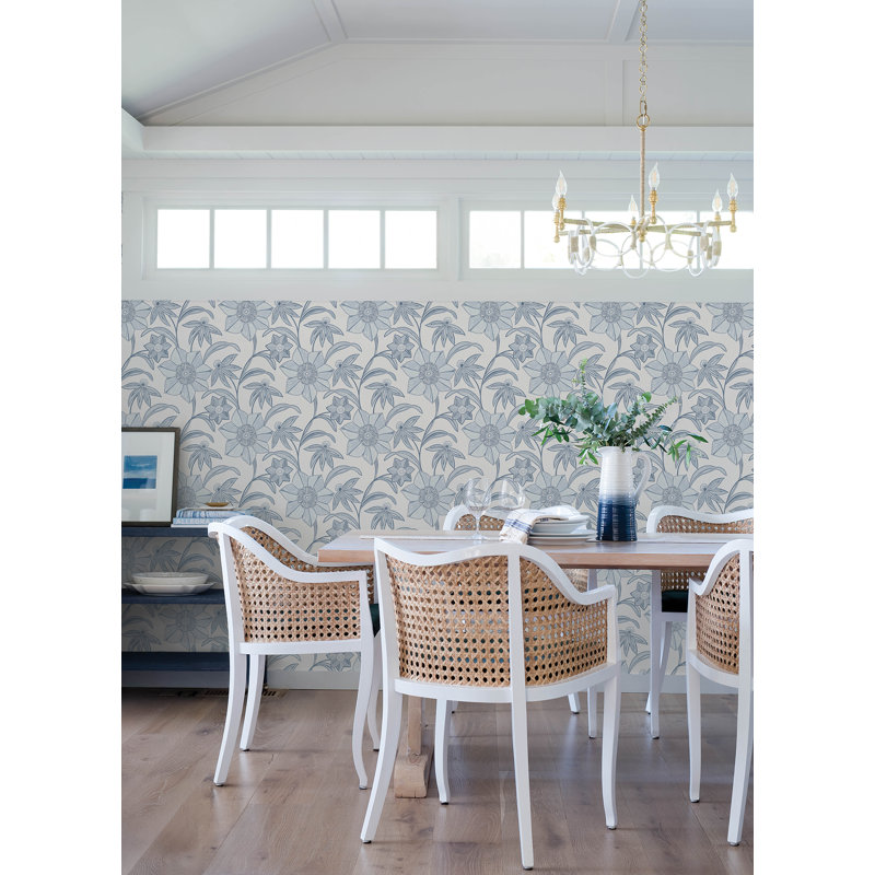 Exhale Light Gray Woven Faux Grasscloth Wallpaper, Blue