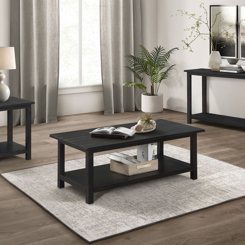Table basse en bois avec tablette, Brun délavé