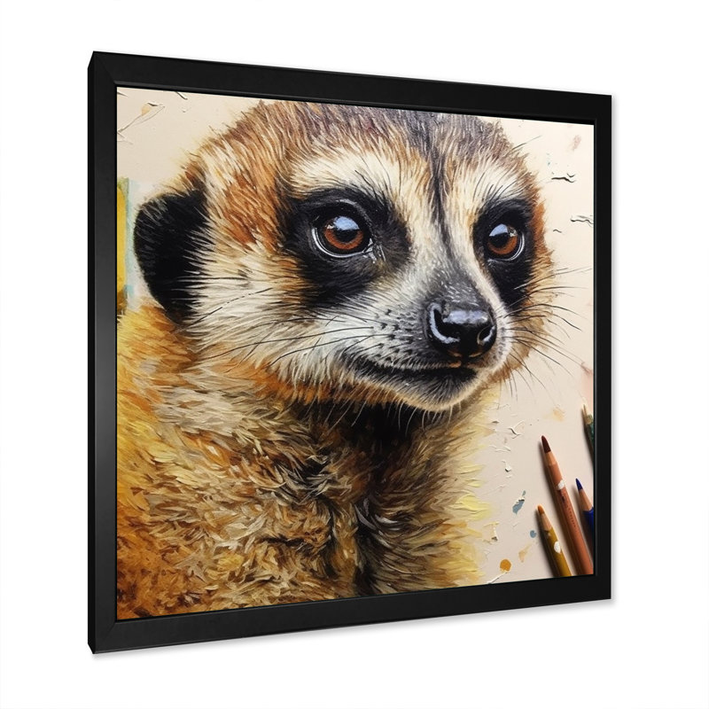 Suricate III, impression sur toile, Cadre simple noir, H 24 po x l 24 po x P 1 po