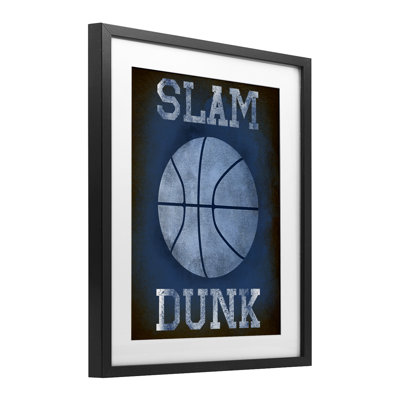 Slam Dunk bleu marine, reproduction encadrée sous verre, design par Marcus Prime