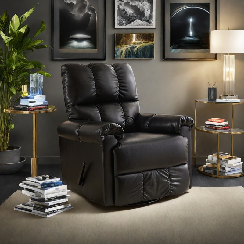 Rotatable comfortable reclining chair, Black