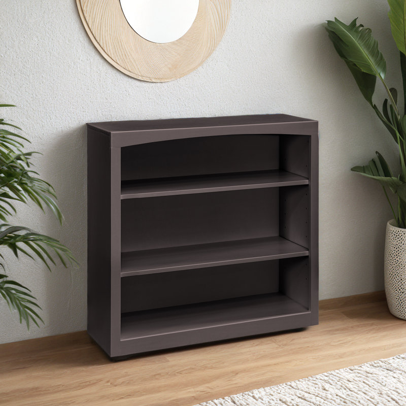 Ossy Solid Wood Classic Bookcase, (3 Shelves) 36"H x 36"W x 12"D, Solid Black
